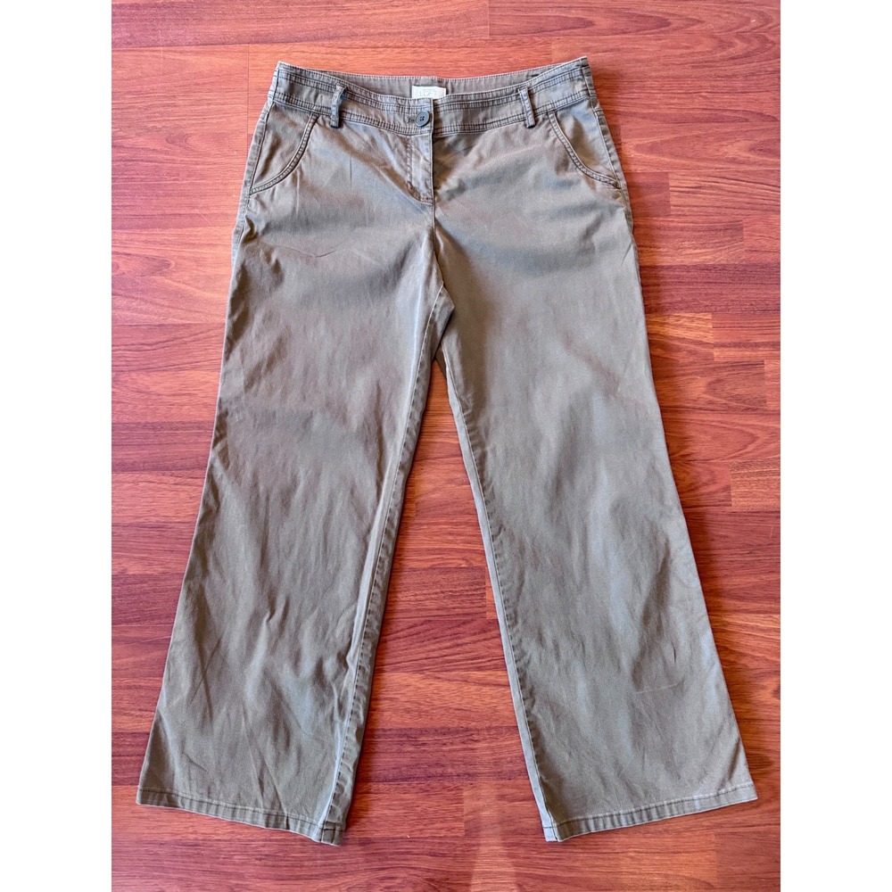 Ann Taylor LOFT Marisa Khaki Brown Flare Leg Pants Size 10 Stretch Cotton